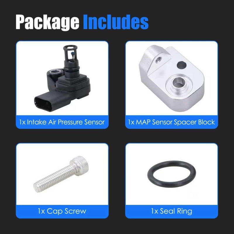 Xiaoyudou Intake Air Temperature Sensor with MAP Sensor Spacer (Silver) Fit for 2017-2025 Chevy Silverado 2500HD 3500HD, GMC Sierra 2500HD 3500HD 6.6L Duramax Diesel Replaces 12681993 12707766 - Image 5
